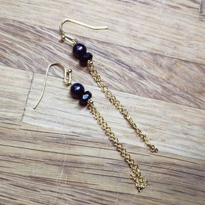 Handmade Black Crystal Tassel Earrings
